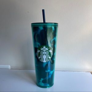 Starbucks 2020 Teal Turquoise Wave Tumbler 24oz